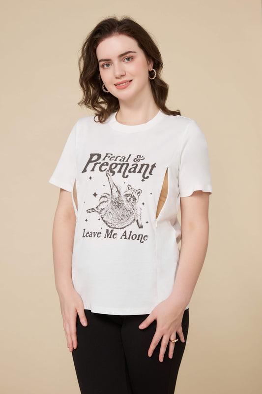 Funny Raccoon Long-Staple Cotton Nursing T-Shirt