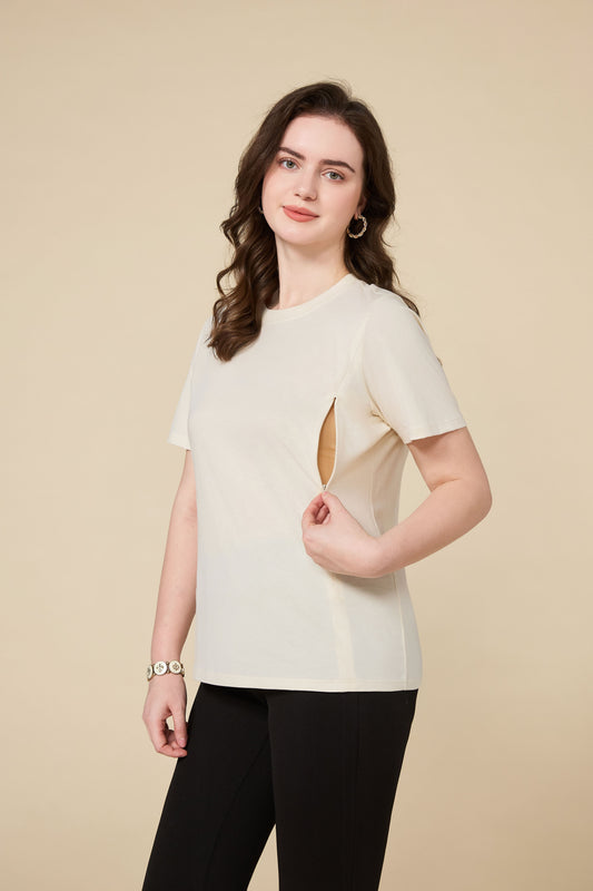 Organic Long-Staple Cotton Nursing T-Shirt-Apricot