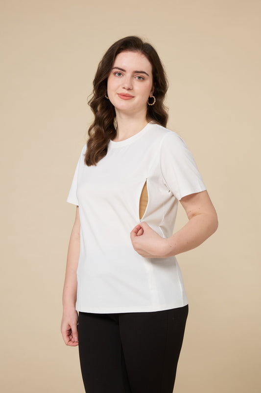 Organic Long-Staple Cotton Nursing T-Shirt-White