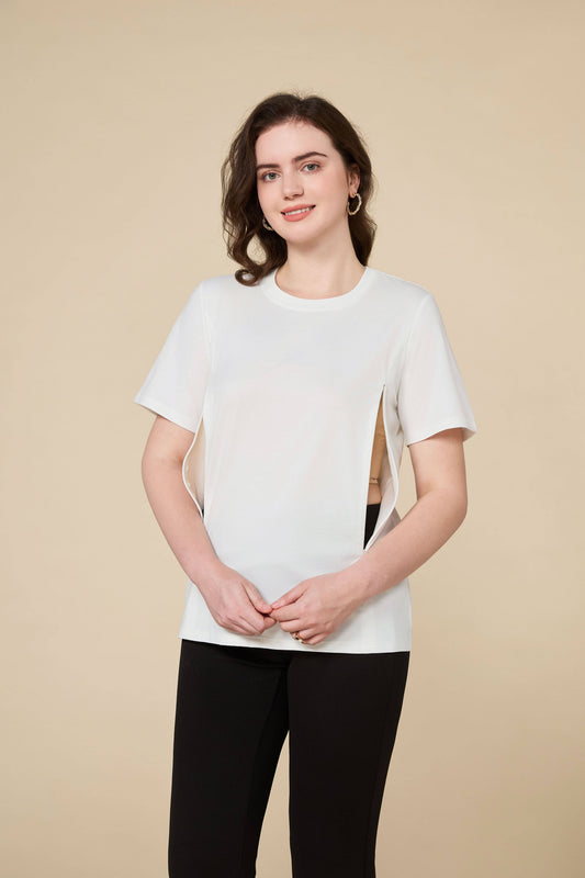 Organic Long-Staple Cotton Nursing T-Shirt-White