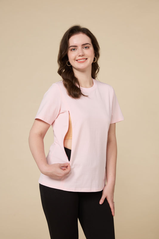 Organic Long-Staple Cotton Nursing T-Shirt-Pink