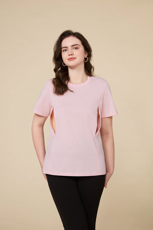 Organic Long-Staple Cotton Nursing T-Shirt-Pink