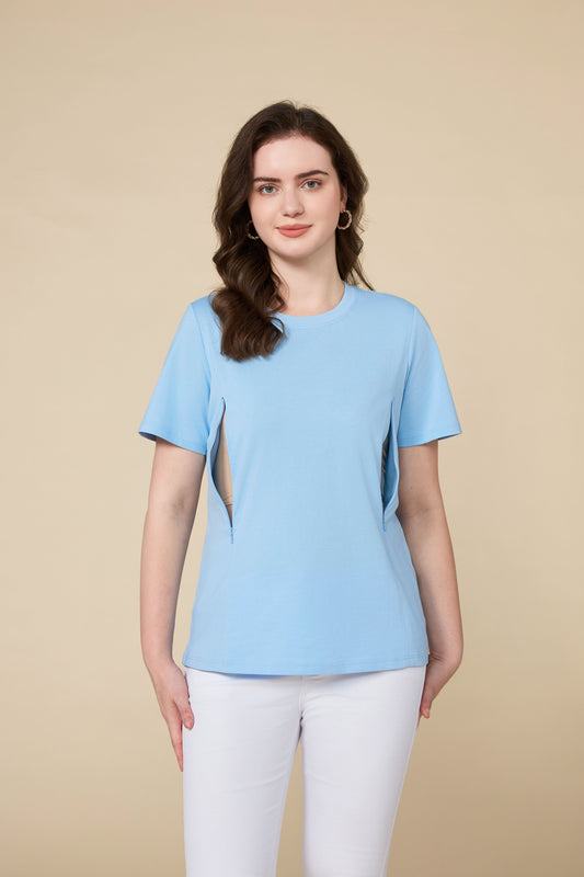 Organic Long-Staple Cotton Nursing T-Shirt-Blue