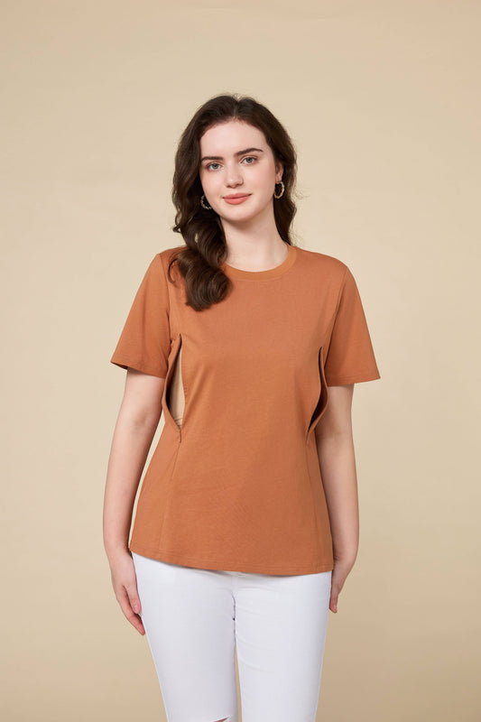 Organic Long-Staple Cotton Nursing T-Shirt-Bran
