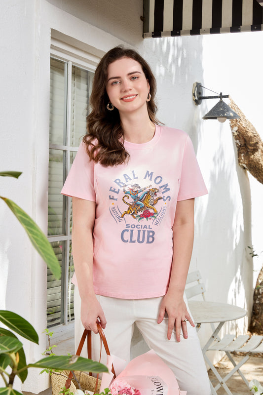 Feral Moms Social Club Long-Staple Cotton Nursing T-Shirt